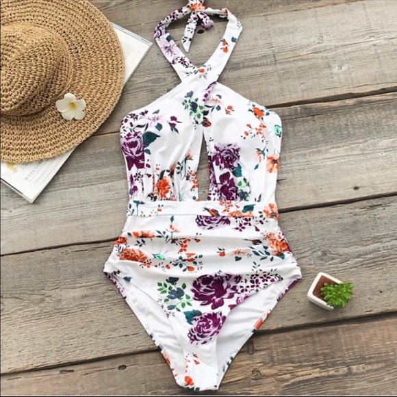 Cupshe Floral One Piece NWOT - Picture 3 of 12